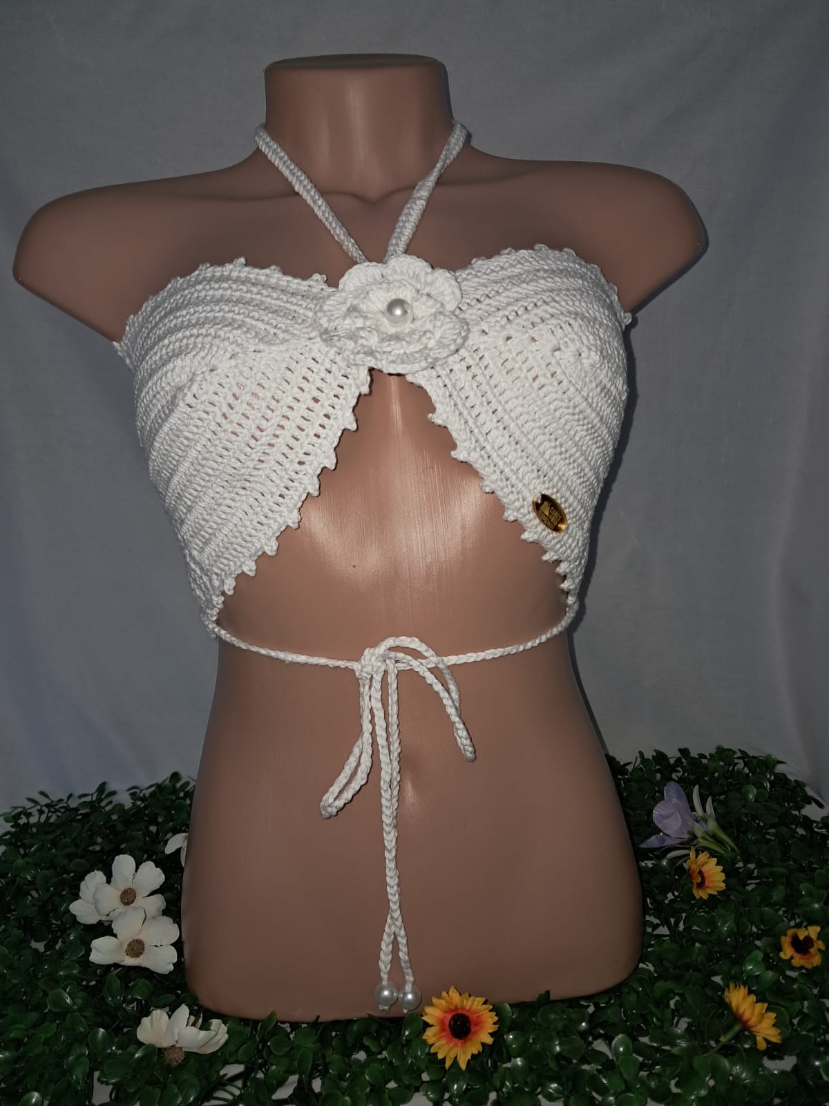 Top de crochê Flor do Campo